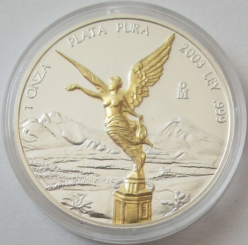 Mexiko Libertad 1 Oz Silber 2003 Gilded