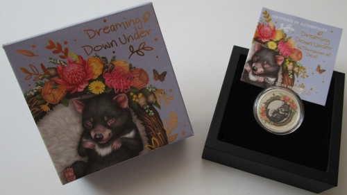 Australia 50 Cents 2021 Dreaming Down Under Baby Tasmanian Devil 1/2 Oz Silver