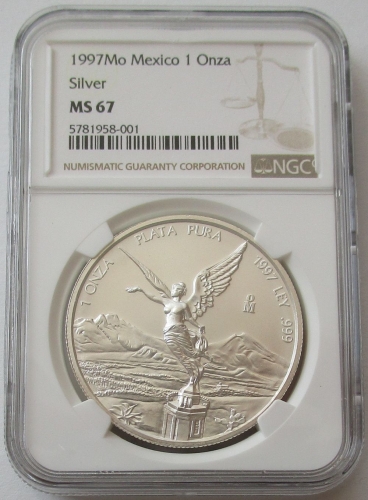Mexiko Libertad 1 Oz Silber 1997 NGC MS67 Grade