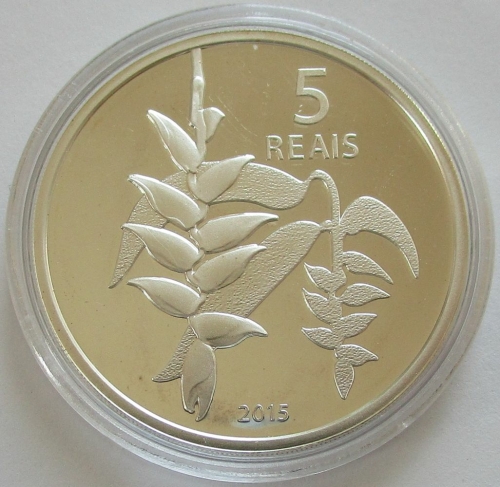 Brazil 5 Reais 2015 Olympics Rio de Janeiro Heliconia Silver