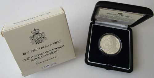 San Marino 10 Euro 2010 Robert Schumann Silver