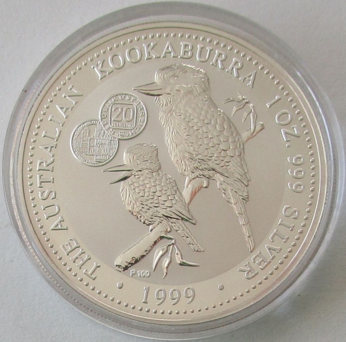 Australia 1 Dollar 1999 Kookaburra Austrian Schilling Privy 1 Oz Silver