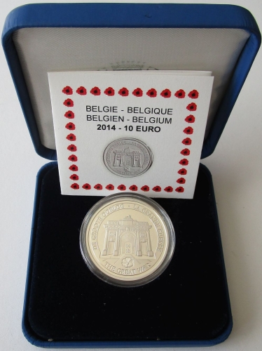 Belgium 10 Euro 2014 100 Years World War I Silver