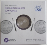 Finland 10 Euro 2017 100 Years Independence Silver