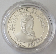 Chad 1000 Francs 2001 Ships Navire de Guerre Arabe Silver