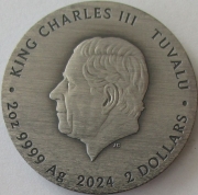 Tuvalu 2 Dollars 2024 Frida Kahlo Antiqued