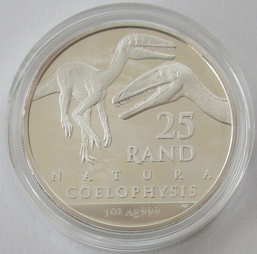 South Africa 25 Rand 2020 Rise of the Dinosaurs Coelophysis Rhodesiensis 1 Oz Silver