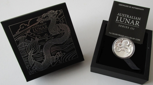 Australia 1 Dollar 2024 Lunar III Dragon 1 Oz Silver High Relief Proof