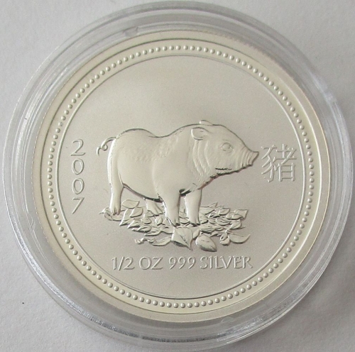 Australia 50 Cents 2007 Lunar I Pig 1/2 Oz Silver