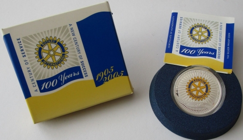 Australia 1 Dollar 2005 100 Years Rotary International 1 Oz Silver