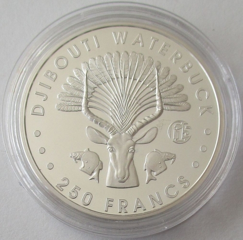 Djibouti 250 Francs 2018 Waterbuck Fabulous 15 Privy 1 Oz Silver