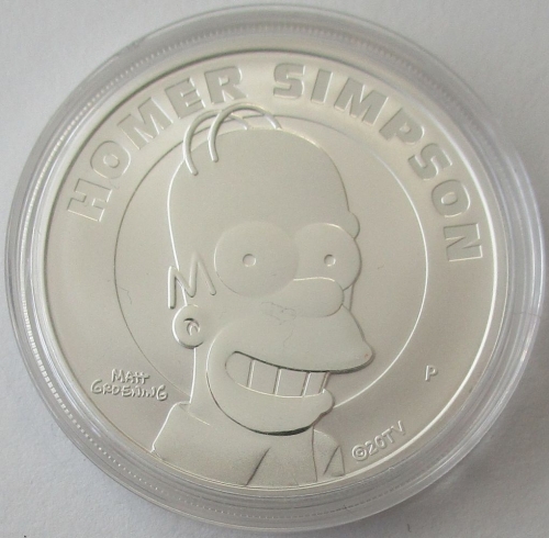 Tuvalu 1 Dollar 2022 The Simpsons Homer Simpson 1 Oz Silver