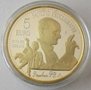 Vatikan 5 Euro 2018 Heiligsprechung Papst Paul VI. Vergoldet