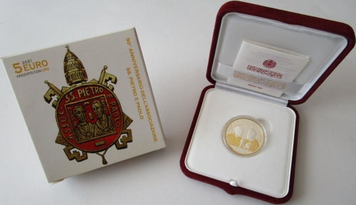 Vatican 5 Euro 2021 50 Years Association of St. Peter & St. Paul Silver Gilded