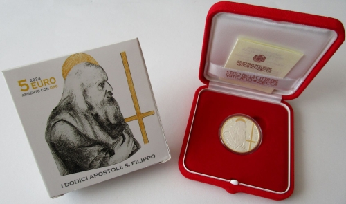 Vatikan 5 Euro 2024 Zwölf Apostel Philippus Vergoldet