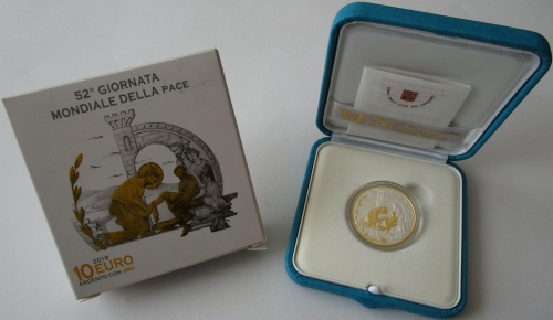 Vatikan 10 Euro 2019 Weltfriedenstag Vergoldet