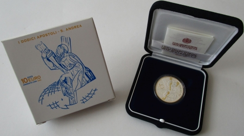 Vatican 10 Euro 2022 Twelve Apostles St. Andrew Silver Gilded