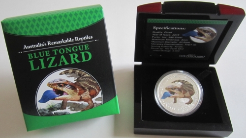 Tuvalu 1 Dollar 2015 Remarkable Reptiles Blue Tongue Lizard 1 Oz Silver