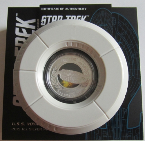 Tuvalu 1 Dollar 2015 Star Trek U.S.S. Voyager NCC-74656 1 Oz Silver
