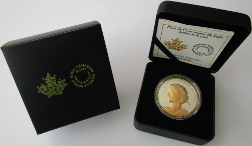 Canada 1 Dollar 2024 Peace Dollar 1 Oz Silver