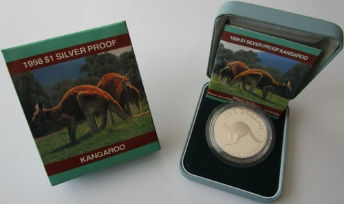 Australia 1 Dollar 1998 Kangaroo 1 Oz Silver Proof