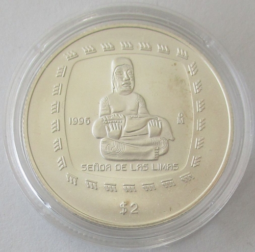 Mexico 2 Pesos 1996 Pre-Columbian Era Señor de las Limas 1/2 Oz Silver