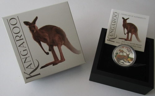 Australia 1 Dollar 2025 Australian Kangaroo 1 Oz Silver High Relief Coloured