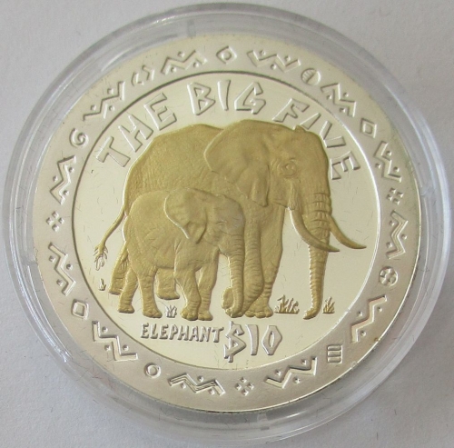 Sierra Leone 10 Dollars 2001 Big Five Elephant Silver