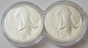 South Africa 2 x 5 Rand Big Five Elephant 2 x 1 Oz Silver Proof Double Set