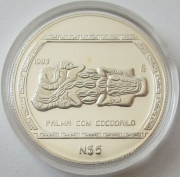 Mexiko 5 Nuevos Pesos 1993 Präkolumbische Ära Palma con Cocodrilo PP