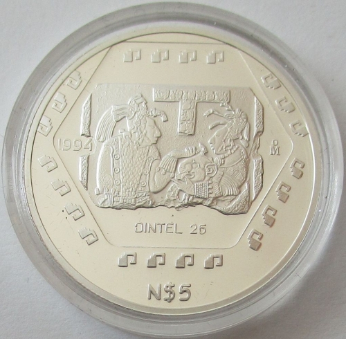 Mexiko 5 Nuevos Pesos 1994 Präkolumbische Ära Dintel 26 PP (lose)