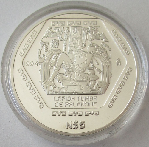 Mexiko 5 Nuevos Pesos 1994 Präkolumbische Ära Lapida Tumba de Palenque PP (lose)