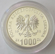 Polen 1000 Zlotych 1988 Fußball-WM in Italien Probe