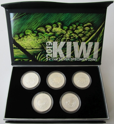 Neuseeland 5 x 1 Dollar 2019 Kiwi Specimen Set
