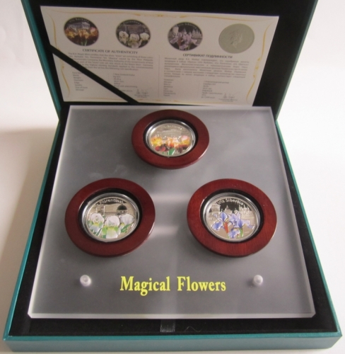 Niue 3 x 1 Dollar 2012 Magical Flowers Irises Silver
