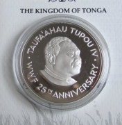 Tonga 2 Paanga 1986 25 Years WWF Humpback Whale Silver