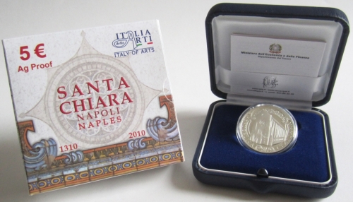 Italy 5 Euro 2010 Italia delle Arti Santa Chiara in Napoli Silver