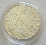 Italy 500 Lire 1989 Football World Cup Map Silver BU