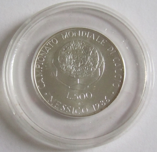 Italy 500 Lire 1986 Football World Cup in Mexico Silver BU