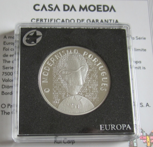 Portugal 5 Euro 2016 Eurostar Modernism Silver Proof