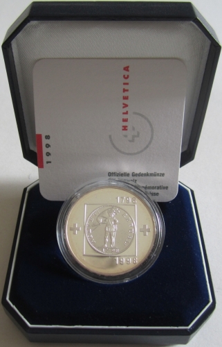 Switzerland 20 Franken 1998 200 Years Helvetic Republic Silver Proof
