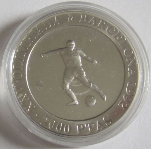 Spanien 2000 Pesetas 1990 Olympia Barcelona Fußball PP