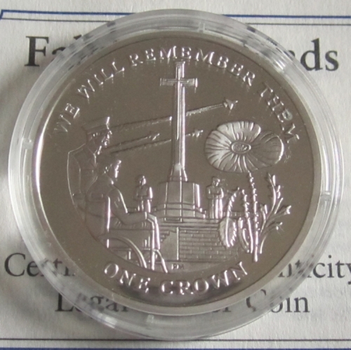 Falkland Islands 1 Crown 2014 World War I Cross of Sacrifice Silver