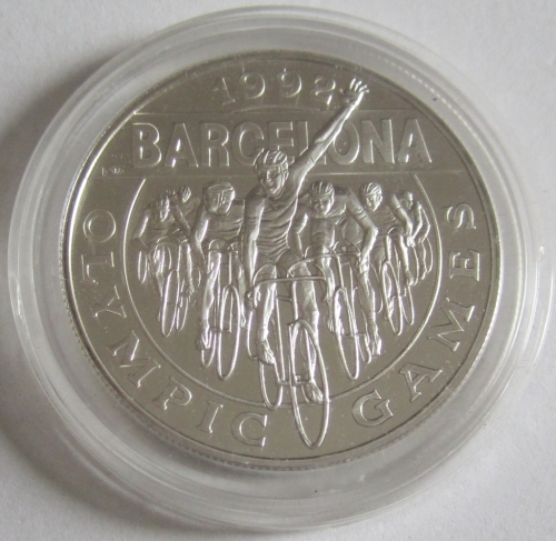 Cayman Islands 5 Dollars 1992 Olympics Barcelona Cycling Silver