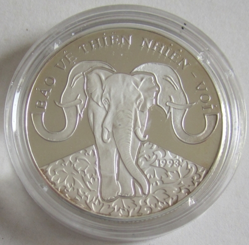 Vietnam 100 Dong 1993 Wildlife Elephant Silver