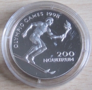 Bhutan 200 Ngultrum 1996 Olympics Nagano Torchbearer Silver
