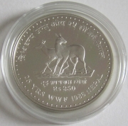 Nepal 250 Rupees 1986 25 Years WWF Siberian Musk Deer Silver