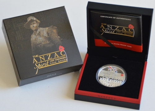 Australia 1 Dollar 2014 ANZAC Empire at War 1 Oz Silver
