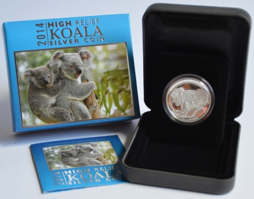 Australia 1 Dollar 2014 Koala High Relief 1 Oz Silver