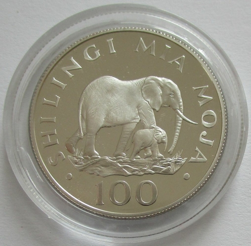 Tanzania 100 Shilingi 1986 25 Years WWF Elephant Silver Proof